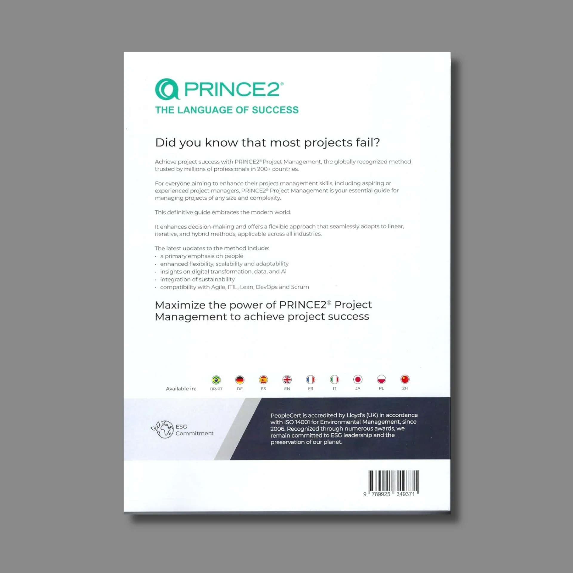PRINCE2® Project Management (Version 7, Englisch) Manual rear